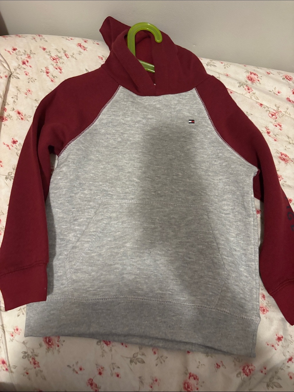 Tommy Hilfiger Grey Body with Burgundy Raglan Hoodie